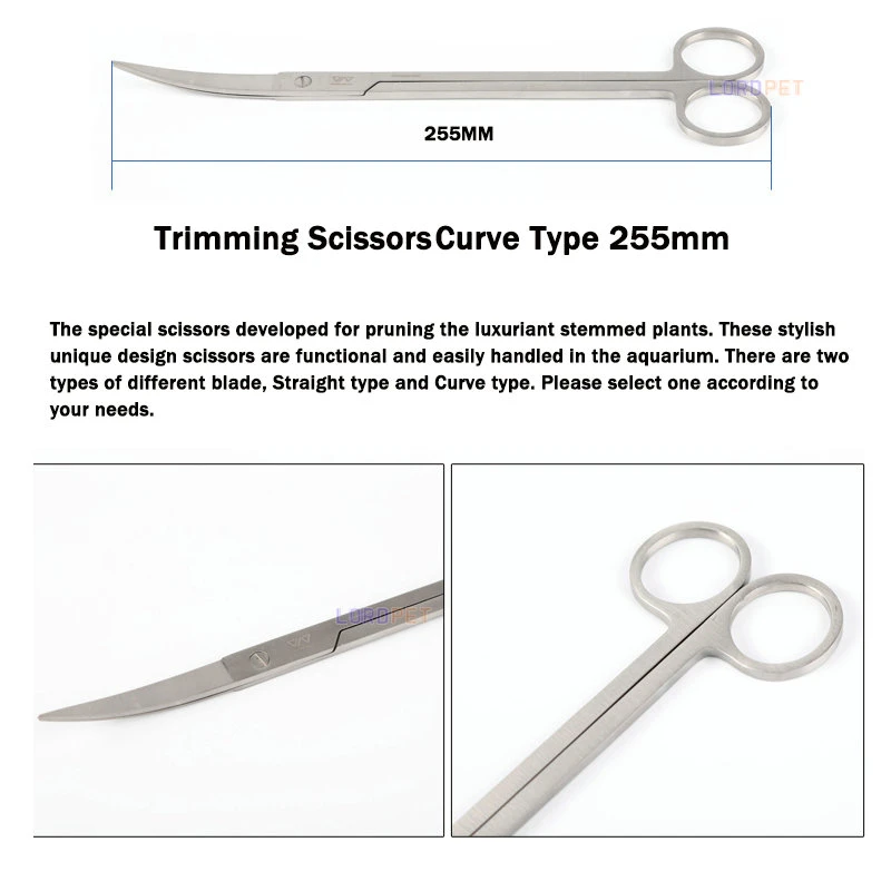 scissors cur 255 Viv качество ada ножницы из нержавеющей стали пинцет Весна Прямая изогнутая волна стиль для водные аквариумные украшения для растений - Цвет: scissors cur 255