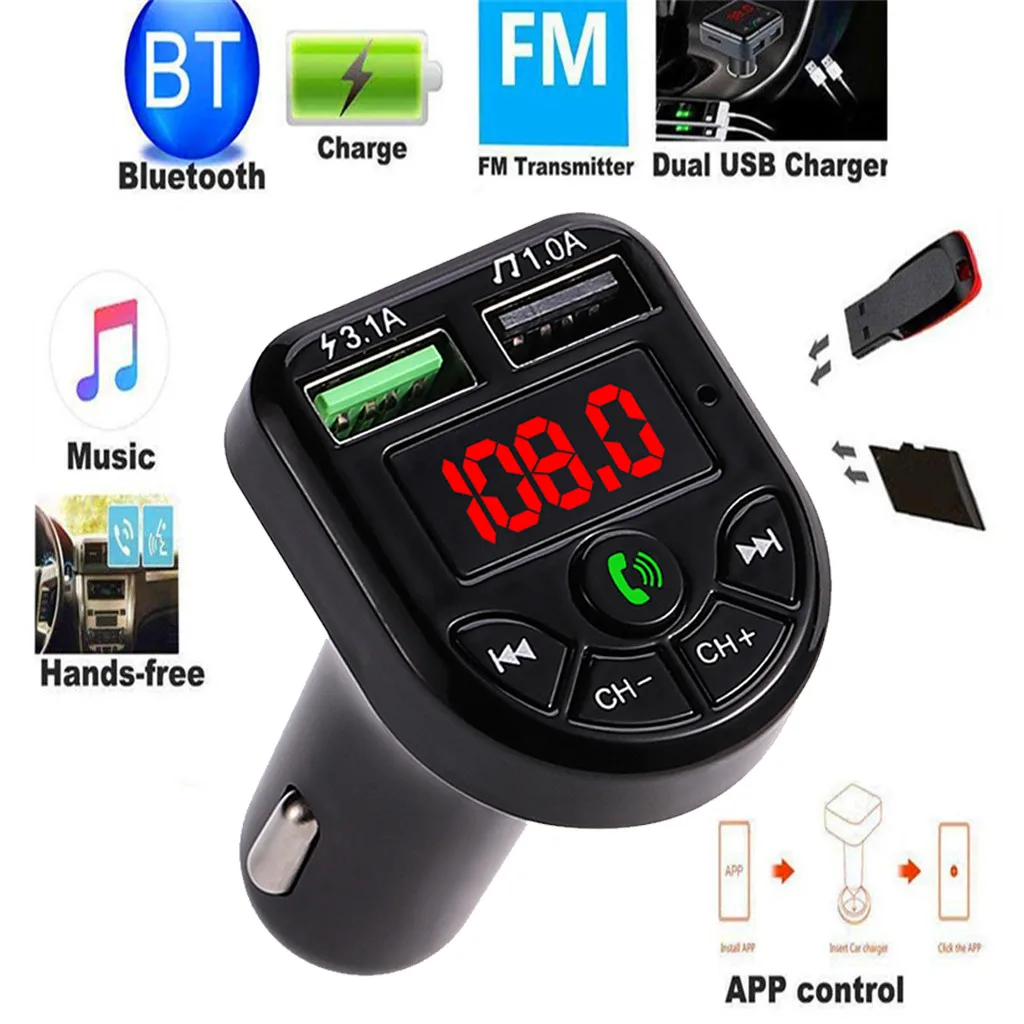 FM трансмиттер автомобильный с поддержкой Bluetooth 5 0 и 2 USB портами|Автомобильный