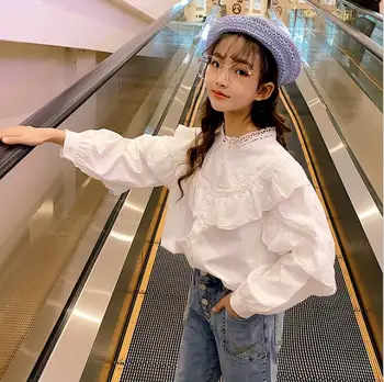 

2020 Korean style girls ruffles shirt fashion spring girls blouse 4-9t C819