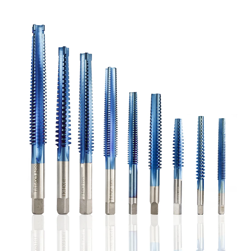 1pc Right Hand TR8-TR16 Trapezoidal Thread Tap For Metal Drilling HSS Screw Tap Drill Bits Nano Blue Coated Metric Machine Tap