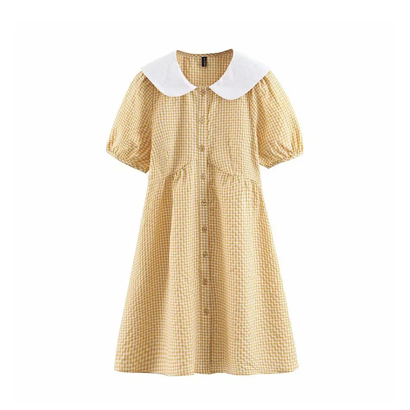 

Skirt Fairy Immortal Sen France Retro Peter Pan Collar Students Plaid Hipster Online Celebrity Dress Western Style Versatile