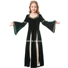 Детские платья кроя принцесса для девочек, в готическом стиле, стиле ренессанс средневековый Платье для косплея с расклешенными рукавами карнавальный на Хэллоуин вечерние подарок макси-платья для девочек