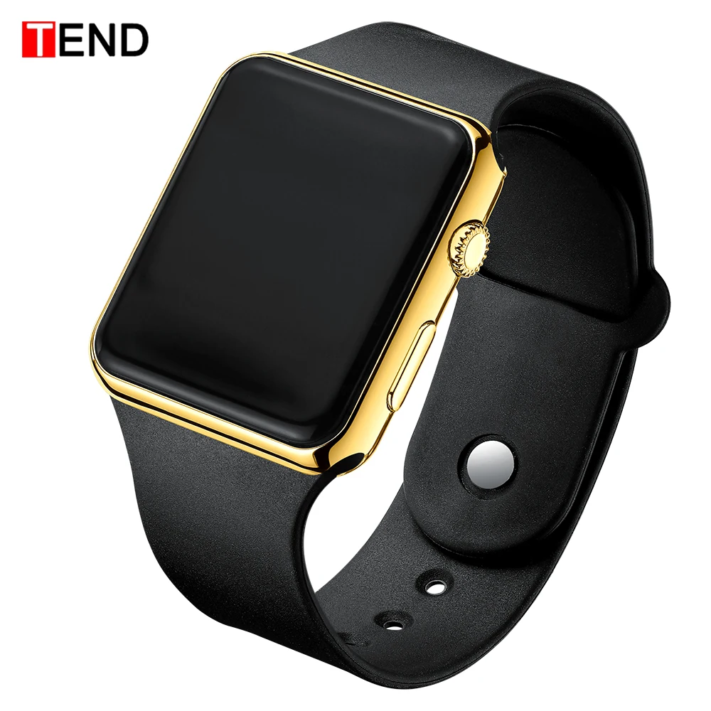 Мужские спортивные часы, Квадратный светодиодный, для студентов, взрослых, пара, электронные цифровые часы, электронные часы Hodinky, цифровые часы, relogio A001 - Цвет: Black Gold
