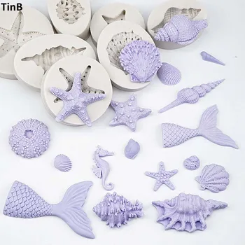

3D Mermaid Tail Silicone Molds Shell Starfish Soap Mold Cake Decoration Tools Sugar Craft Candle Moulds DIY Craft Fondant Molds