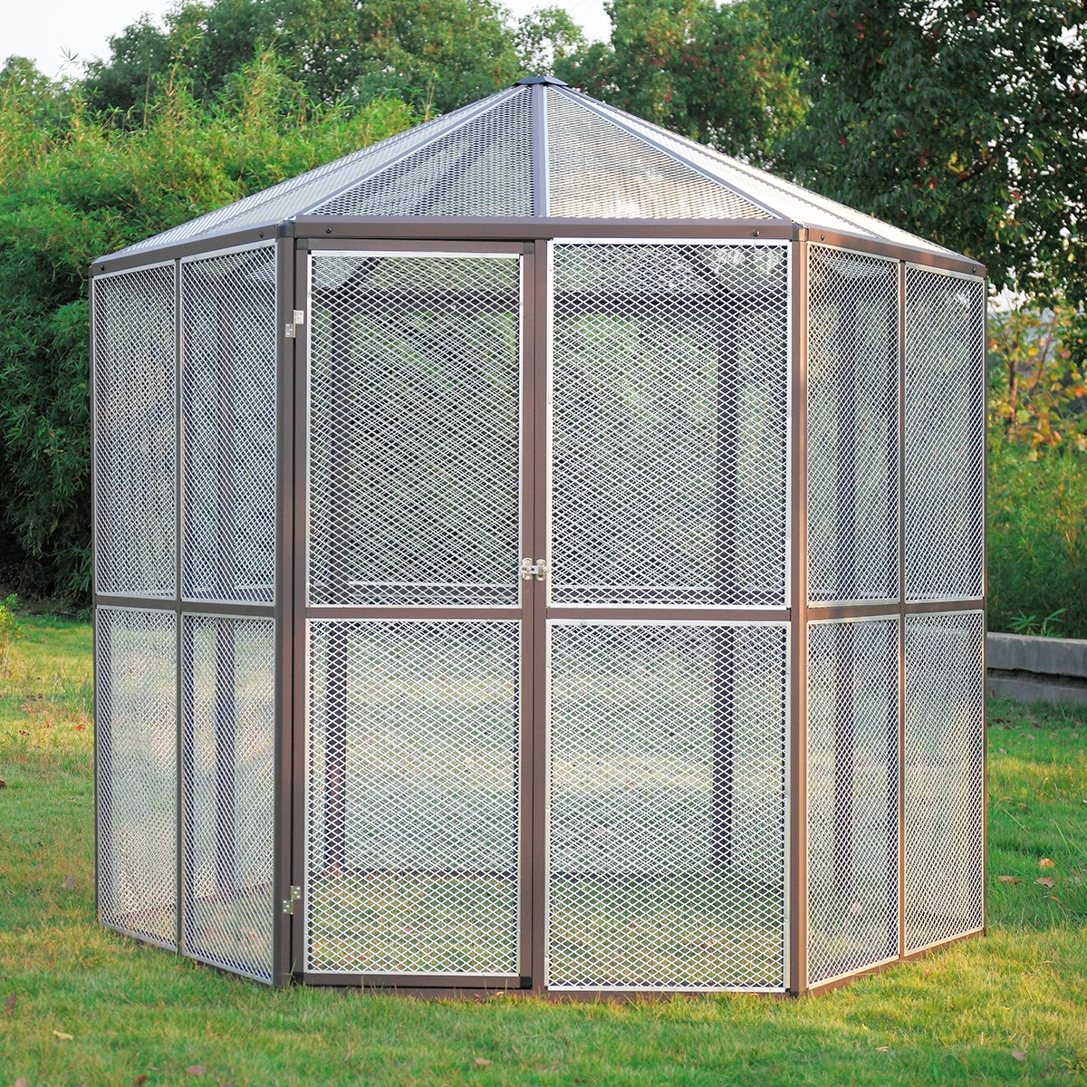 

Large Bird Cage Pet Parrot House Cockatiel Macaw Finch Iron Wire Walk-in Aviary Hexagon Space Enough To Accommodate Bird AKC6376