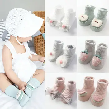 

Newborn Baby Girls 3D Fruit Bowknot Non-Slip Boot Socks Toddler Floor Socks