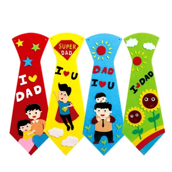 

4 Sets of DIY Tie Materials Non-woven Fabric Handicrafts Toy Educational Toy Father's Day Gift (Random Color)