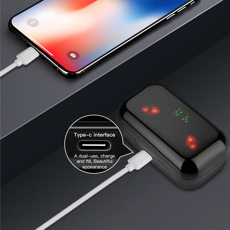 FLUXMOB F6 TWS touch bluetooth 5 0 headset wireless HIFI noise canceling earphone mini sport earbuds for mobile phone charger