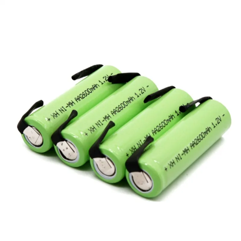 Новинка 1,2 V AA перезаряжаемая батарея 2600mah Ni-MH ячейка зеленая оболочка со сварочными вкладками для Электробритва Philips Бритва зубная щетка