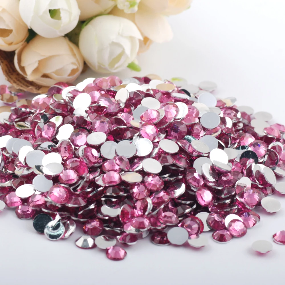 Rose red 2.0/3.0/4.0/5.0/6.0mm Flat Back Resin Non Hotfix Rhinestones 10000pcs-Wholesale, For Clothes Nails 3D Art Decoration - Цвет: Rose red