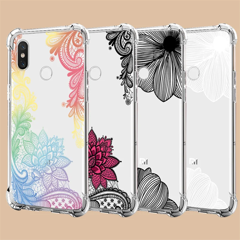 

Flower Airbag Clear Case For Xiaomi Redmi 7 7A 6A 5 Plus K20 Note 4 4X 5 6 7 Pro Mi 9T A3 6 8 Lite 9 SE Play CC9 CC9e TPU Cover