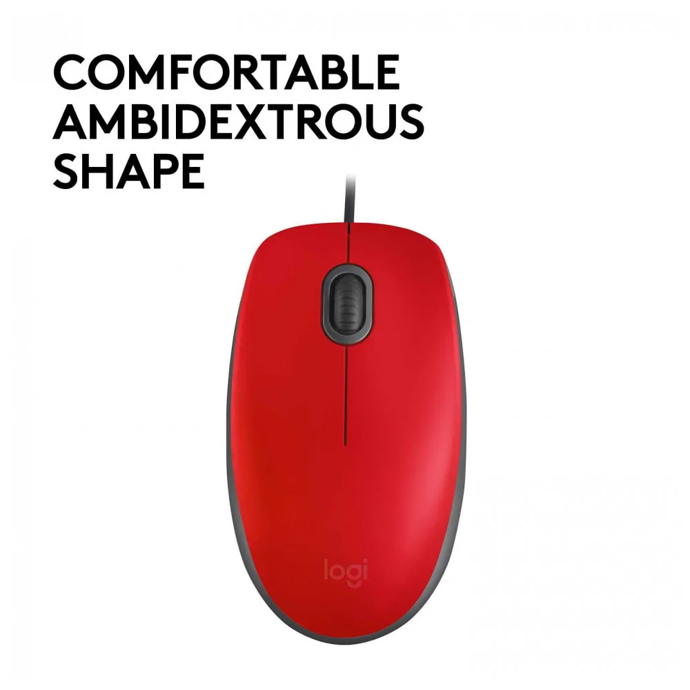 Мышь Logitech M110 Silent(M110s) Red(красная, бесшумная, оптическая, 1000dpi, USB, 1.8м