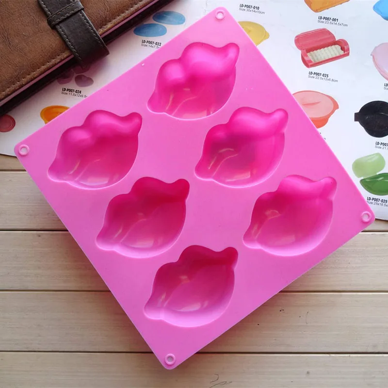 6 Cavity Soap Mold Sexy Lips Silicone Molds for Wedding Party Supplies Making Cake Soap Chocolate Candy Cupcake Candle Bath Bomb