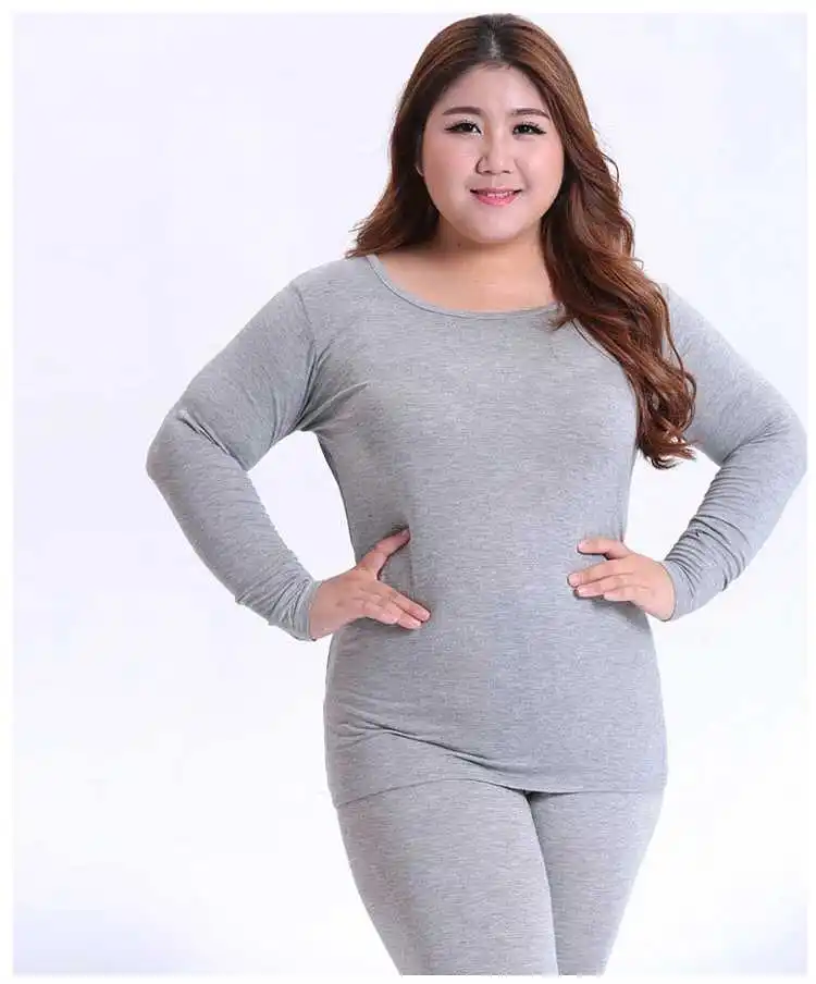 Осенние Теплые Женские кальсоны с длинным рукавом больших размеров, модные кальсоны на подкладке, однотонное тонкое термобелье 3XL 4XL 5XL