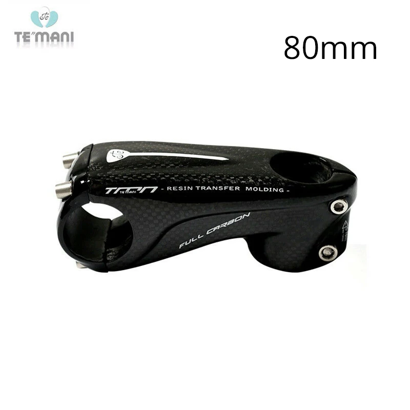 Black 80mm TEMANI велосипедный руль Stems горная дорога велосипедный руль из углепластика волокно 31,8*80/90/100/110 мм легкий вес 1-1/" складной велосипед - Цвет: Black 80mm