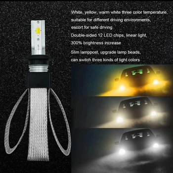 

2 PCS High Performance H7 120W 20000LM LED Three-color Headlight Kit Beam Bulbs NEW