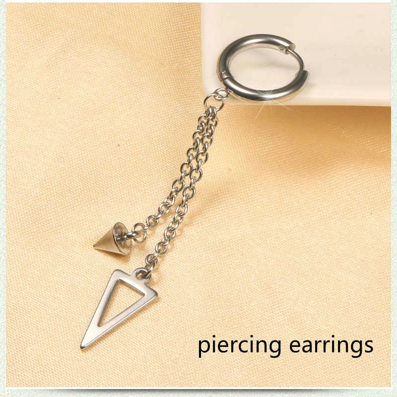 A0007031piercing Индивидуальные черные полые треугольные панковские висячие серьги, мужские Модные серьги без пирсинга, длинные висячие серьги с конусной кисточкой, 1 шт - Окраска металла: A0007031piercing