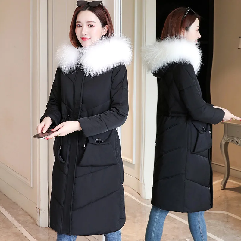 

Mid-length Cotton-padded Clothes Women's 2019 Winter Korean-style Slim Fit down Jacket Cotton-padded Clothes Women's Warm Fur Co