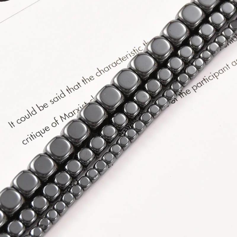 Square Beads Geometry Shape Black Hematite Ore Stone Loose Spacer for Jewelry Earring Bracelet Making DIY | Украшения и