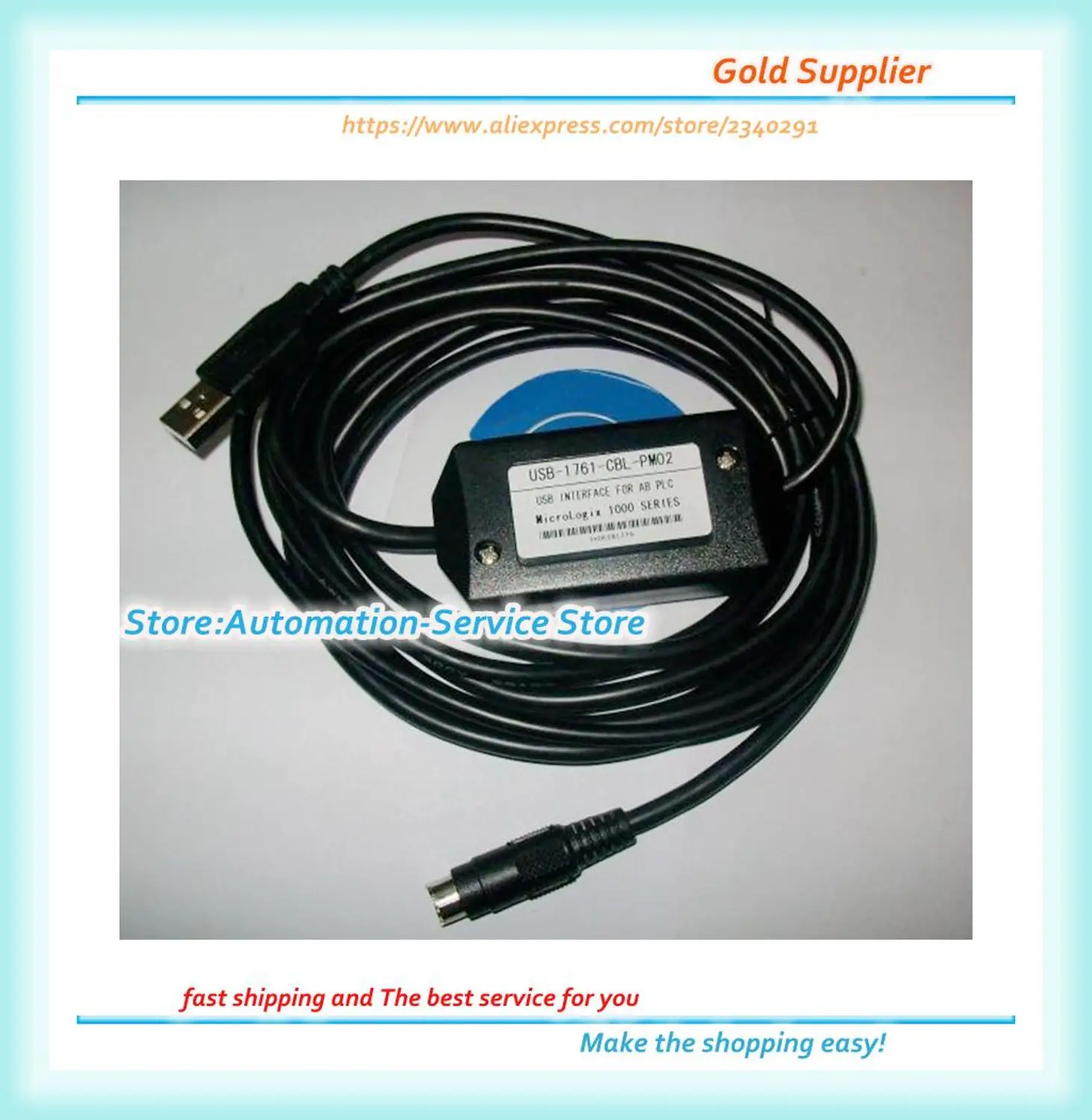 USB-1761-CBL-PM02 Micrologix 1000 1200 1500 PLC Кабель для программирования 1761-CBL-PM02 10FT