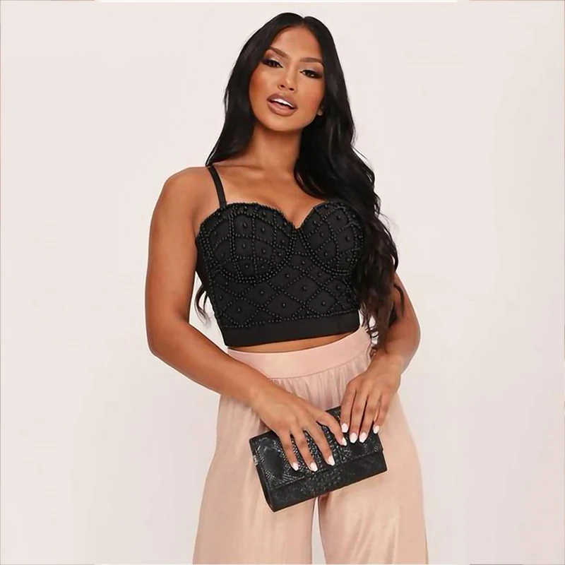 Billige Korsett Gothic sexy Leibchen Top Frauen Solide Mode Hohe Taille Schlank Crop Top Frau Party Temperament Pendeln Leibchen Weibliche Top