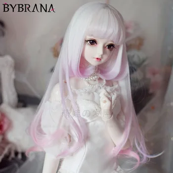 

Bybrana Doll bjd wig 4 points 3 points size sd dd giant baby high temperature silk wave water jelly head pink mixed color