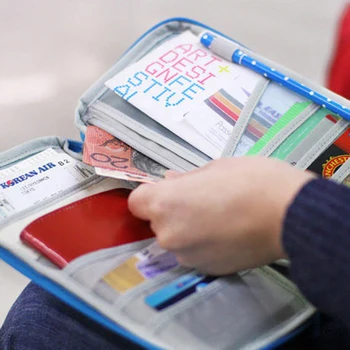 

New Multi-Function Credit Card Package ID Document Multi-Card Storage Pack Zipper Clutch Travel Wallet Passport Holder