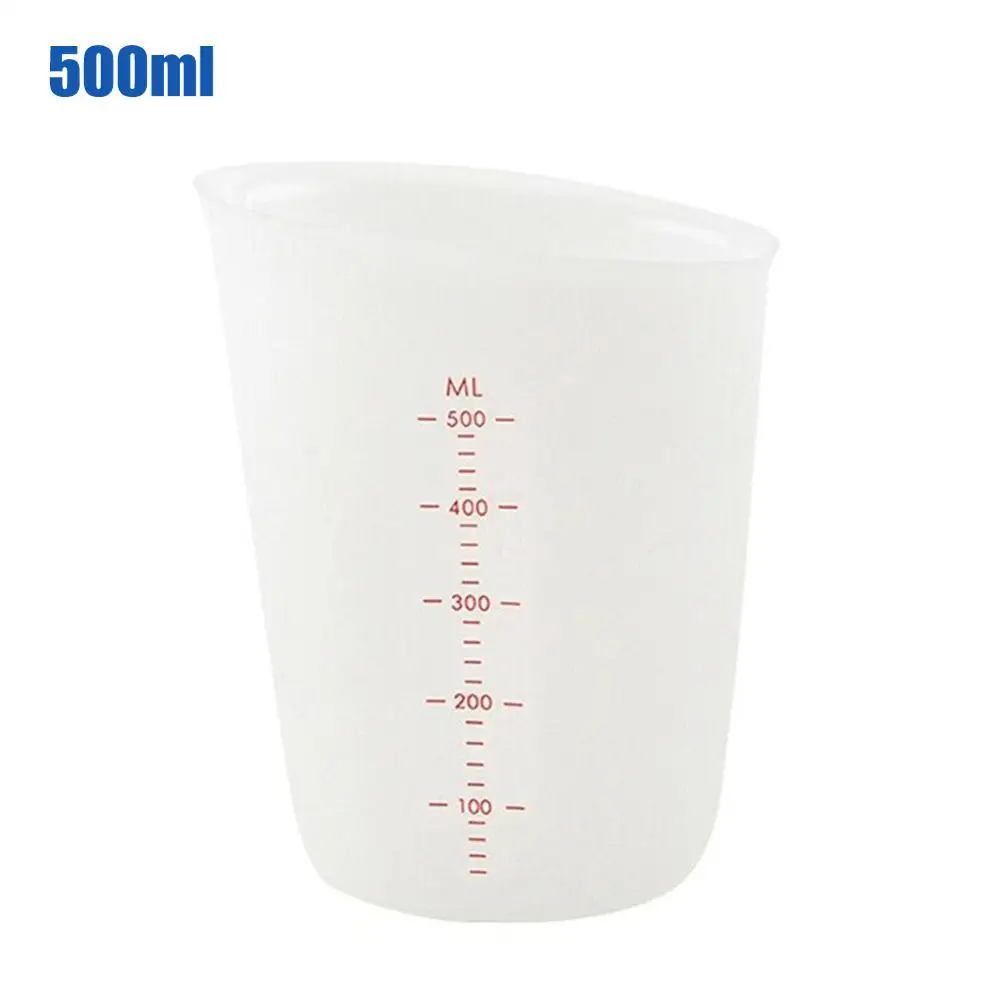 250 мл/500 мл полупрозрачная двойная шкала силиконовая домашняя мягкая измерительная чашка для выпечки Инструменты Прочный нескользящий легко носить с собой - Цвет: 500ML