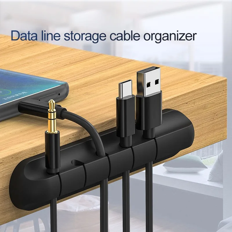 

Cable Organizer Silicone USB Cable Winder Desktop Tidy Management Clips Cable Holder for Mouse Headphone Wire