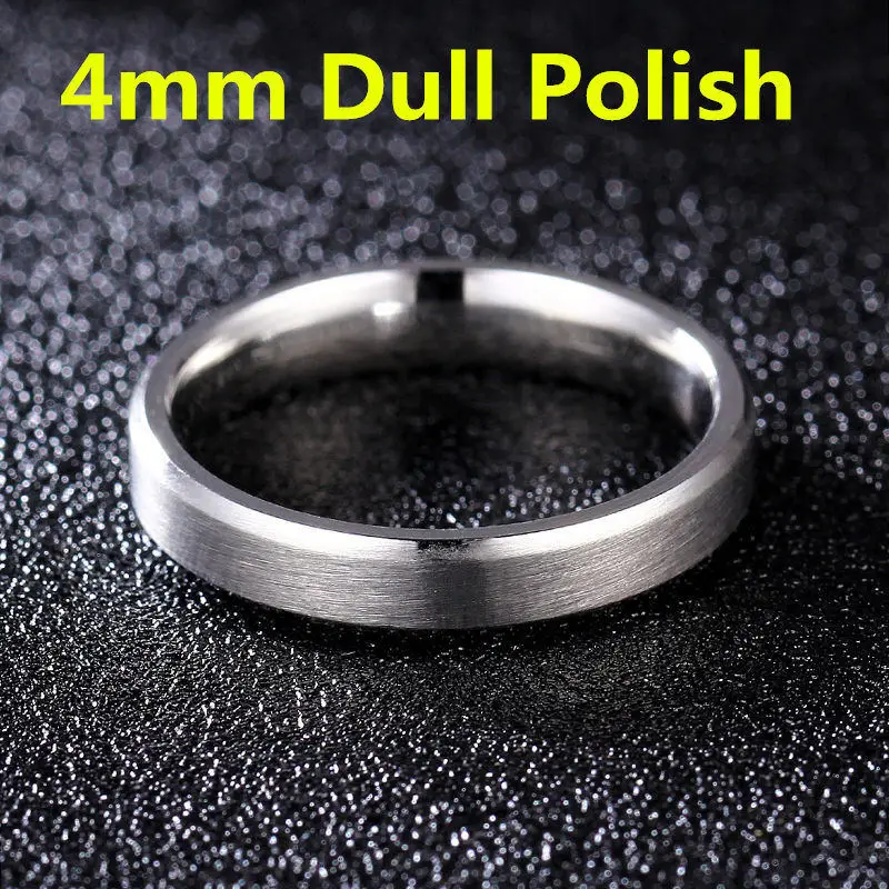 4mm Dull Silver 4 мм тусклый полированный серебряный цвет титановое кольцо для мужчин и женщин - Цвет основного камня: 4mm Dull Silver