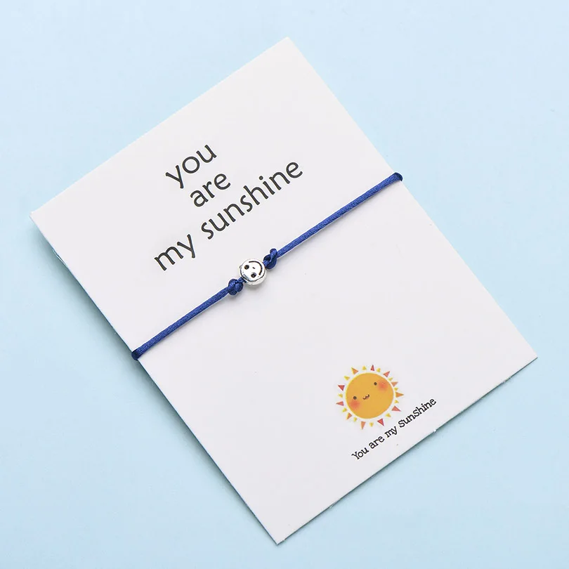 3 IYOE Wish Card You Are My Sunshine, крошечные браслеты с улыбающимся лицом для женщин, мужчин, детей, винтажный браслет дружбы с красной нитью, парные - Окраска металла: 3