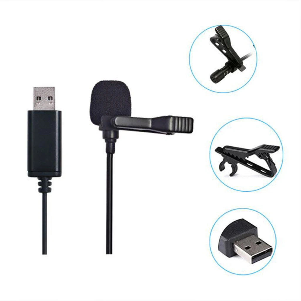 Lavalier Microphone USB Mini Recording Collar Clip Interview Recording Microphone For Voice Computer Laptop Mobile Phone