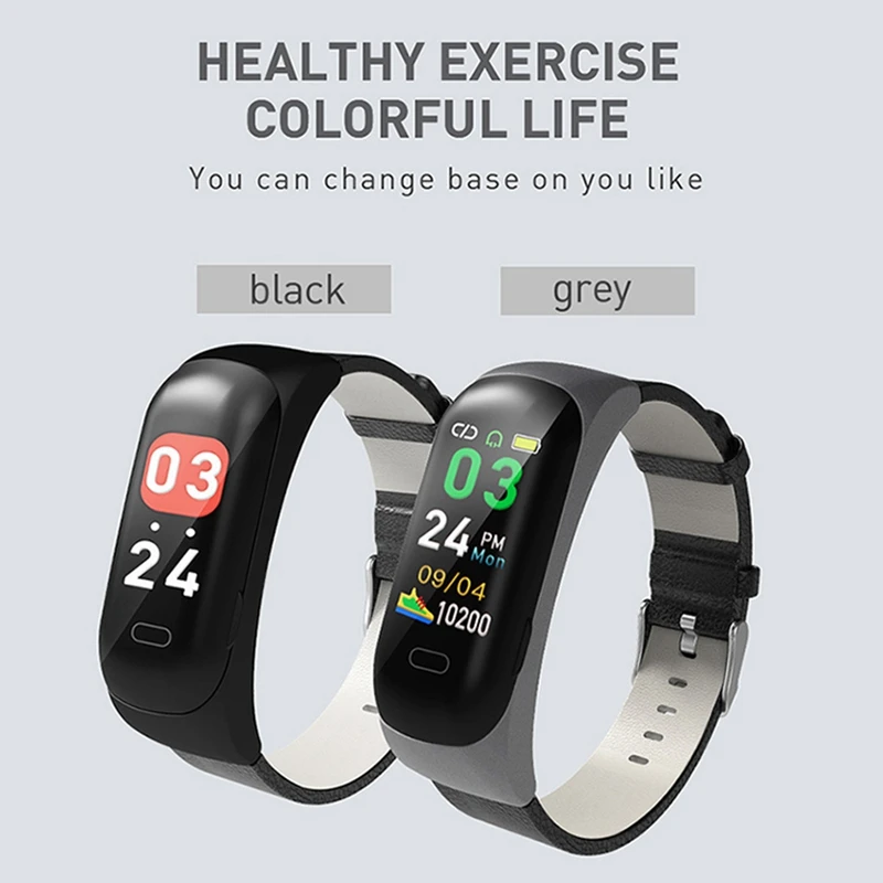 C15 Women Men Bluetooth Headset Call Reminder for IOS Android Waterproof Fitness Tracker Heart Rate Monitor Smart Watch