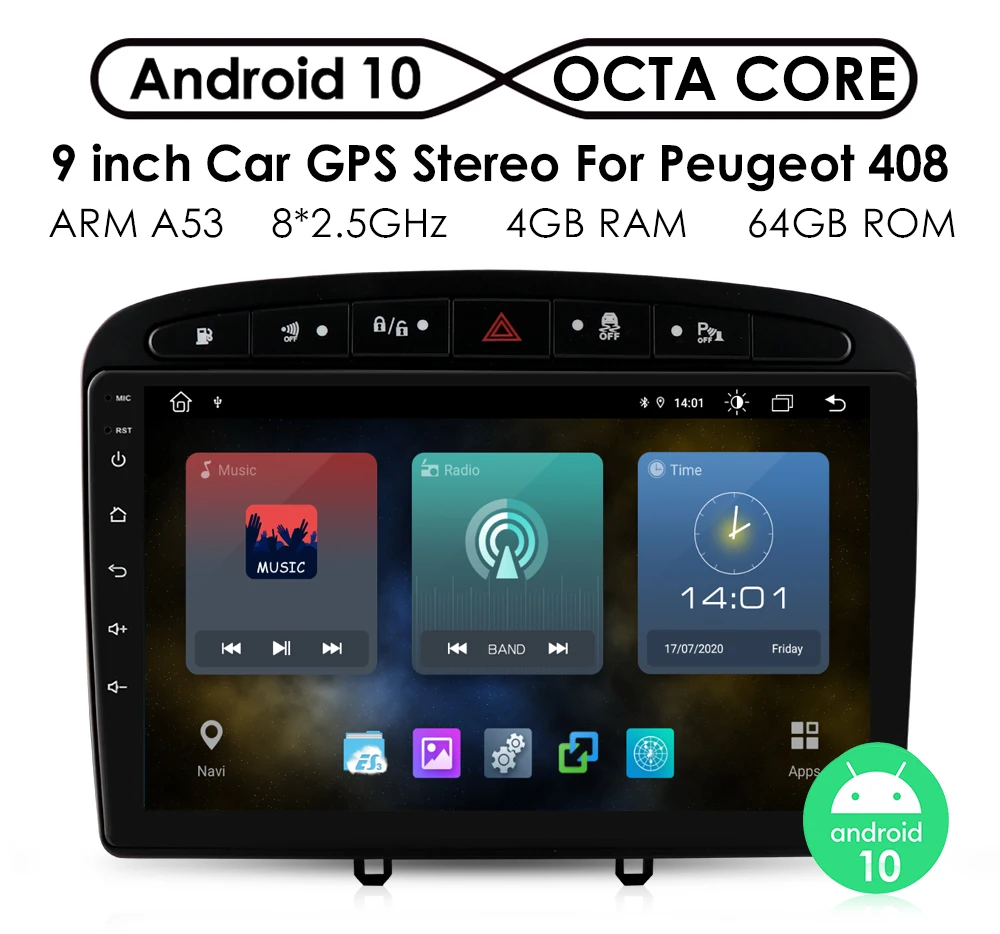 8gb 9 polegada android 10 carplay para