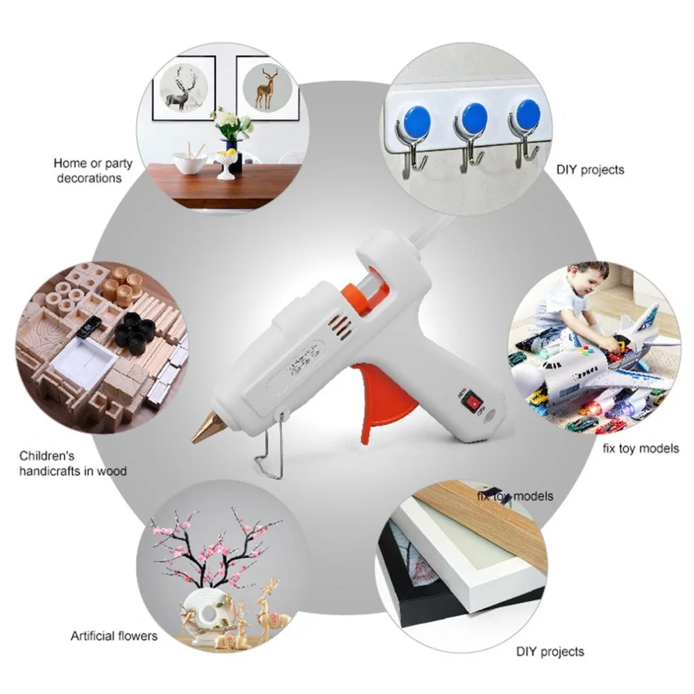 Hot Melt Glue Thermal Glue Gun Repair Heat Gun Pneumatic Hot Glue Gun DIY Tool Hot Melt Glue Stick 40W/100W/150W/80-120W 7/11mm