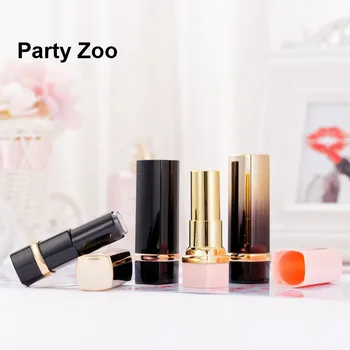 

200 x Simple Square Black Pink Lipstick Tube with Gold Side Bright Gradient Lip Balm Container