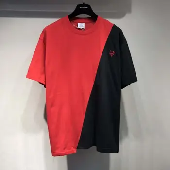 

Vetements Red Black T-shirt 2020 Men Women Anarchy embroidery Logo Vetements T-shirts Patchwork High Quality VTM Tops VTM Tee
