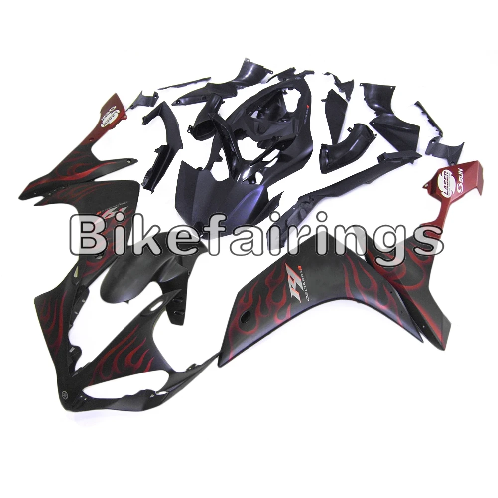 

Motorcycle Full Fairing Kit For Yamaha YZF1000 R1 2007 2008 YZF R1 07 08 ABS Plastic Injection Cowlings Black With Red Flames