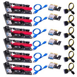 Riser – Adaptateur Ver009 Usb 3.0 Pci E, carte Sata 15 broches, à 6 broches, câble d'alimentation, Ver 009S Express 1X, 4X, 8X, 16X, extenseur, dernière nouveauté, 6 pièces, 