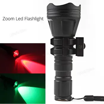 

Torches B158 Convex Lens Zoom Flashlight LED Torch Hunting Light Aluminum Self Defense Tactical Flashlight Red Green
