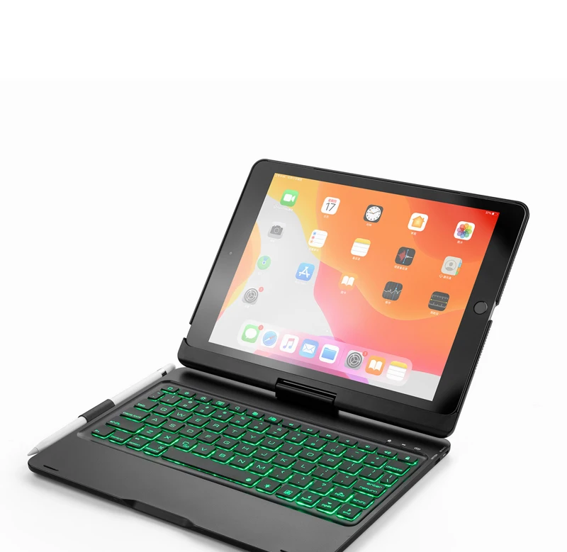 [Новинка] вращающаяся 4,0 Bluetooth беспроводная клавиатура для iPad 10,", Premuim пластиковый жесткий чехол+ ретация 360+ 7 цветов подсветки
