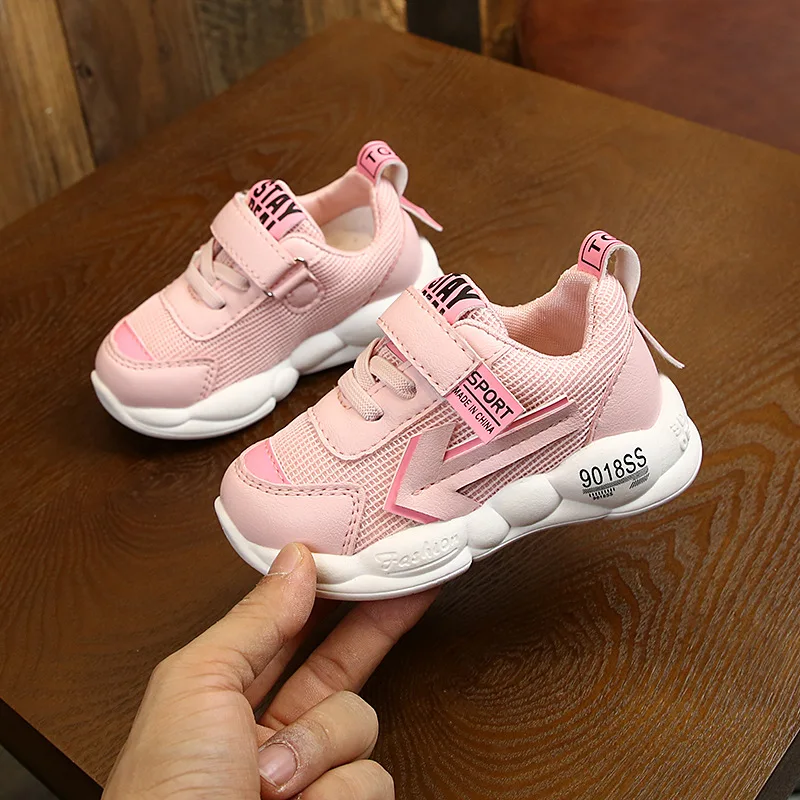 Pink Весна Лето Новые детские цветные школьные кроссовки для мальчиков и девочек спортивная обувь детские повседневные кроссовки сетчатые ботинки стрелы - Цвет: Pink