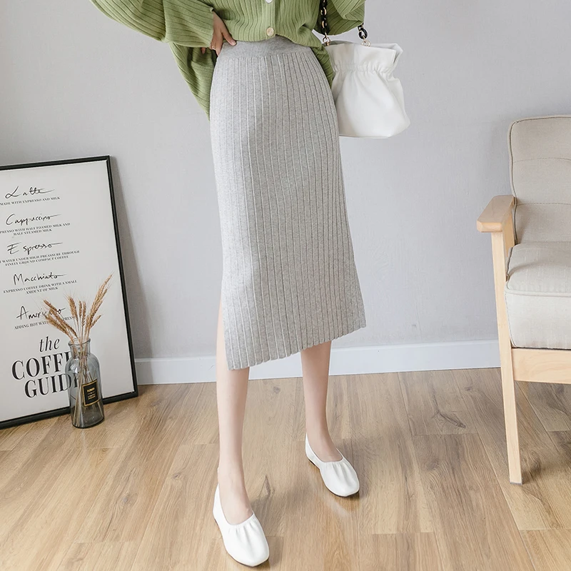 

Article to film in new winter pit package hip skirt of tall waist knitting han edition skirts of pencil skirt split big yards