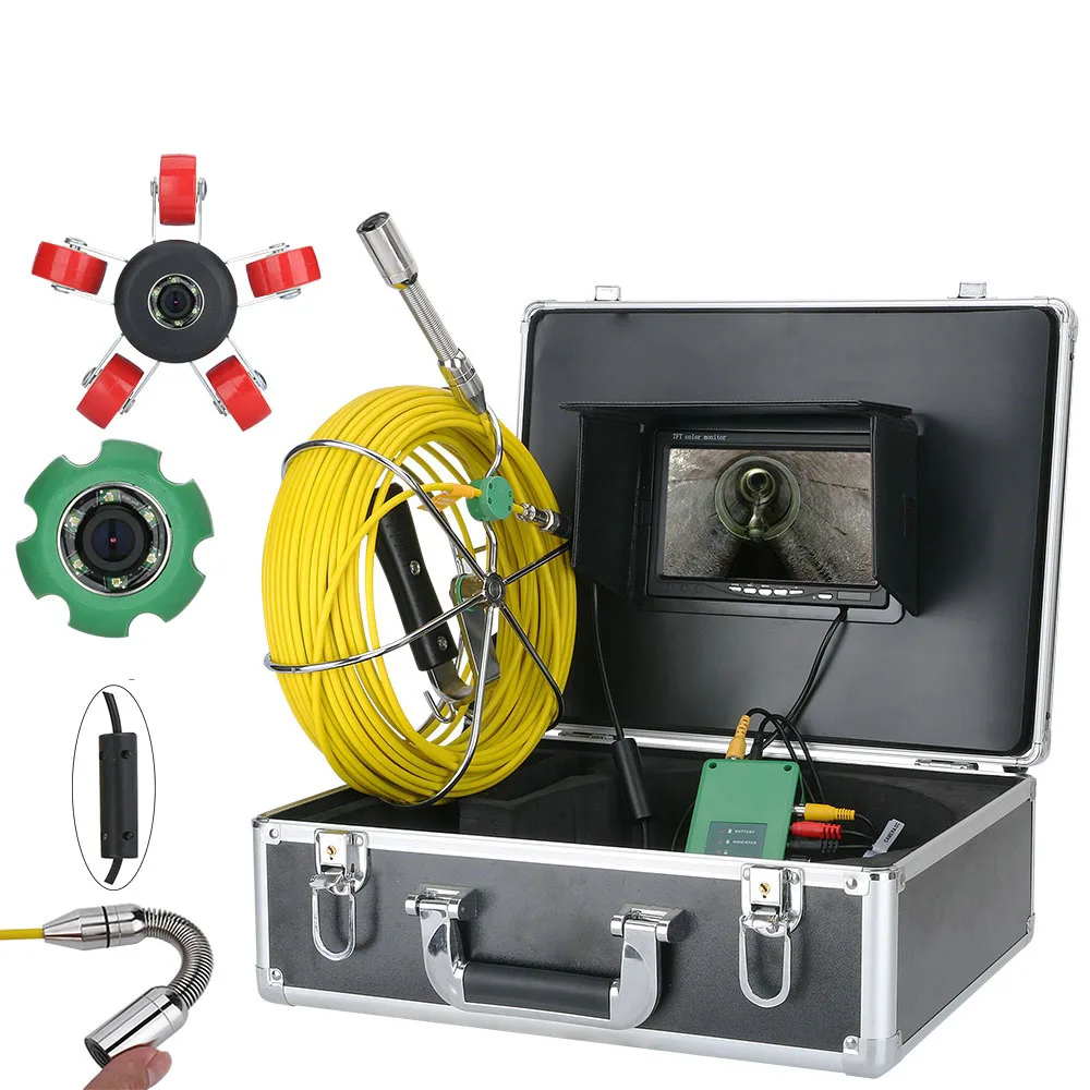 Waterproof Drain Pipe Sewer Inspection Camera System 7"LCD 1000 TVL Camera 30M 