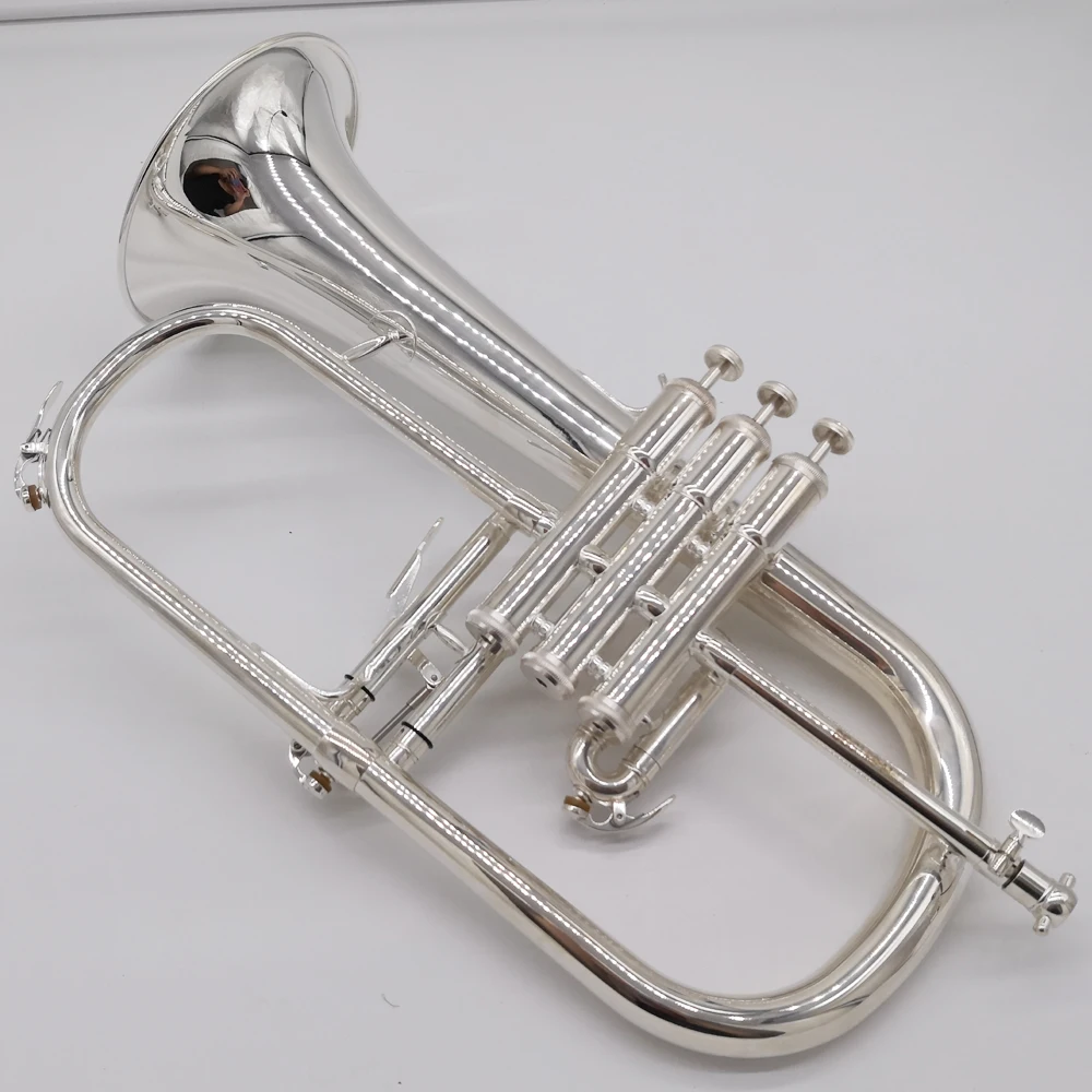 Music Fancier Club Professional Flugelhorn 8315GS Silver Plated With Case Profession Flugelhorns Bb Yellow Brass Bell