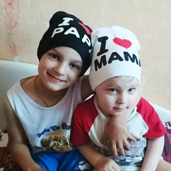 

Baby Winter Hat I LOVE MAMA PAPA Baby Hats Photography Props Boys Girls Hats Newborn Kids Cap Warm Soft Cotton Baby Bonnet