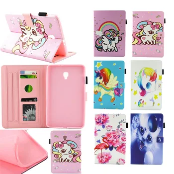 

Fashion Cartoon unicorn flamingo Book Wallet card PU Leather Stand Case smart Cover For Samsung Galaxy Tab A 8.0 T380 T385 2017