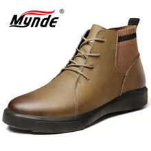 Брендовые зимние мужские теплые ботинки мужские теплые ботильоны из натуральной кожи и плюша мужские мотоциклетные ботинки Мужская Рабочая обувь для улицы размер 38-47