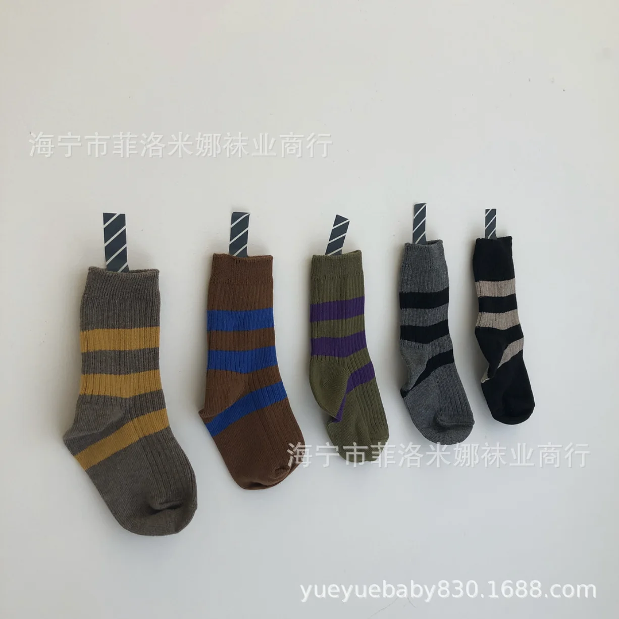 Autumn And Winter BOY'S Girls Unisex Style Retro Stripes Contrast Color Short Socks Bunching Socks CHILDREN'S Socks