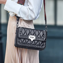 Designed Rivet woman leather bags diamond Cow Skin messenger bag fashion leather shoulder bag purse bolsa feminina#NF201